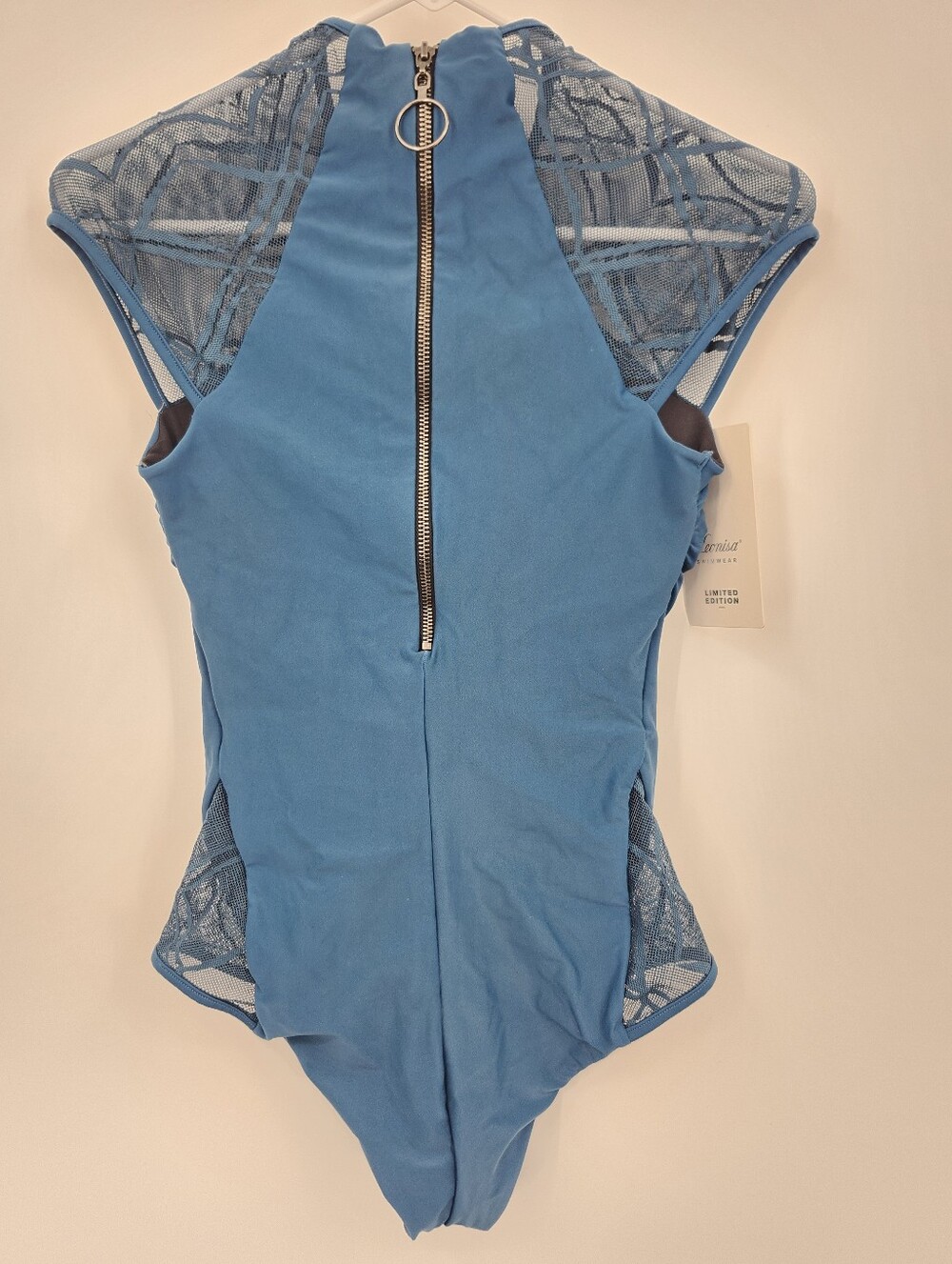 Leomisa Limited Edition Blue Mesh One-Piece Swimsuit NWT